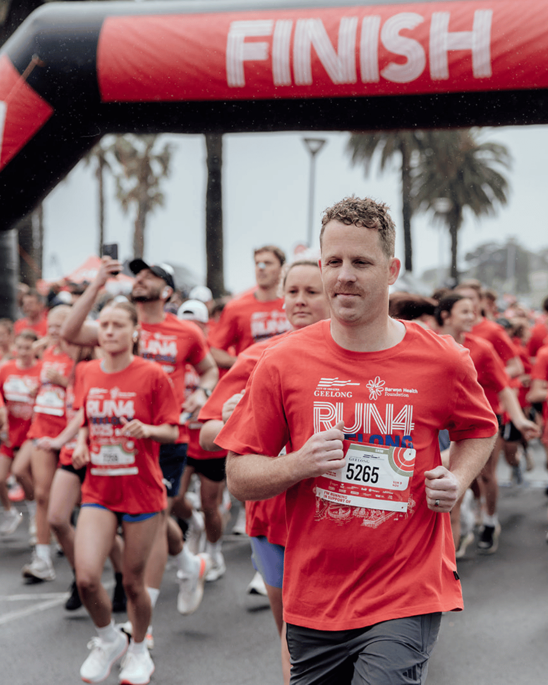 Runners on course during the Run4Geelong half marathon along the Geelong waterfront